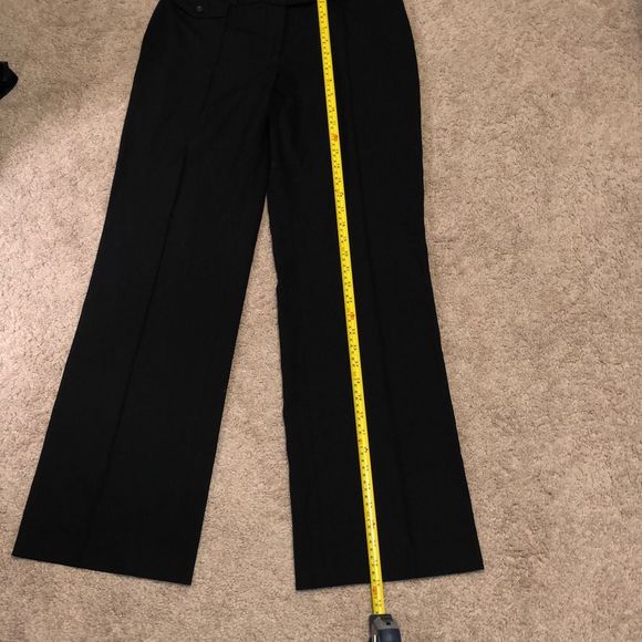 Ann Taylor Button Straight Leg Front-Pleat Black Dress Pants, Size 6 - Picture 8 of 9